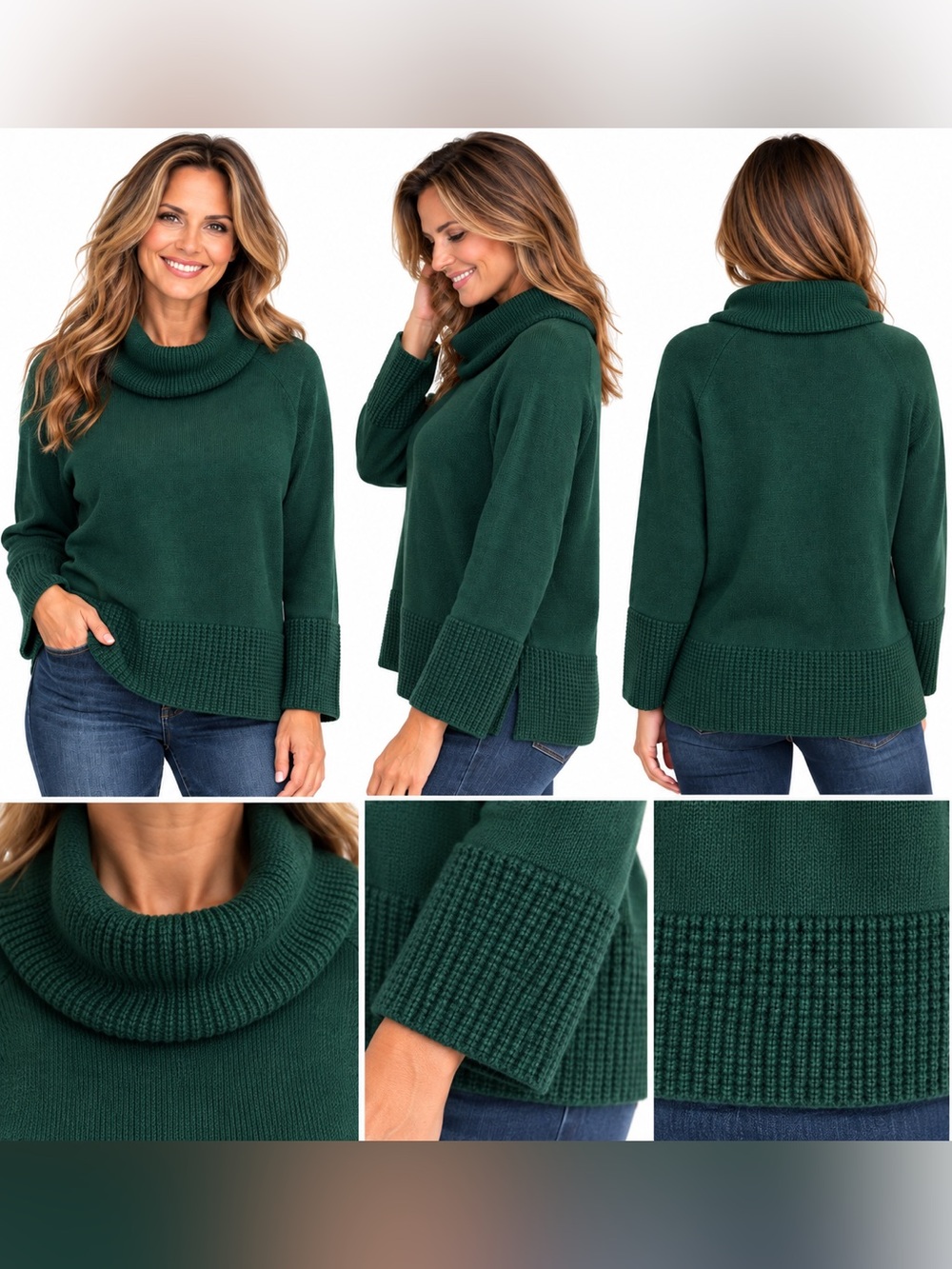 Calvin Klein Jade Green Cowl Neck Sweater – Women’s XL